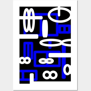 Blue and black geometric abstract art design Posters and Art